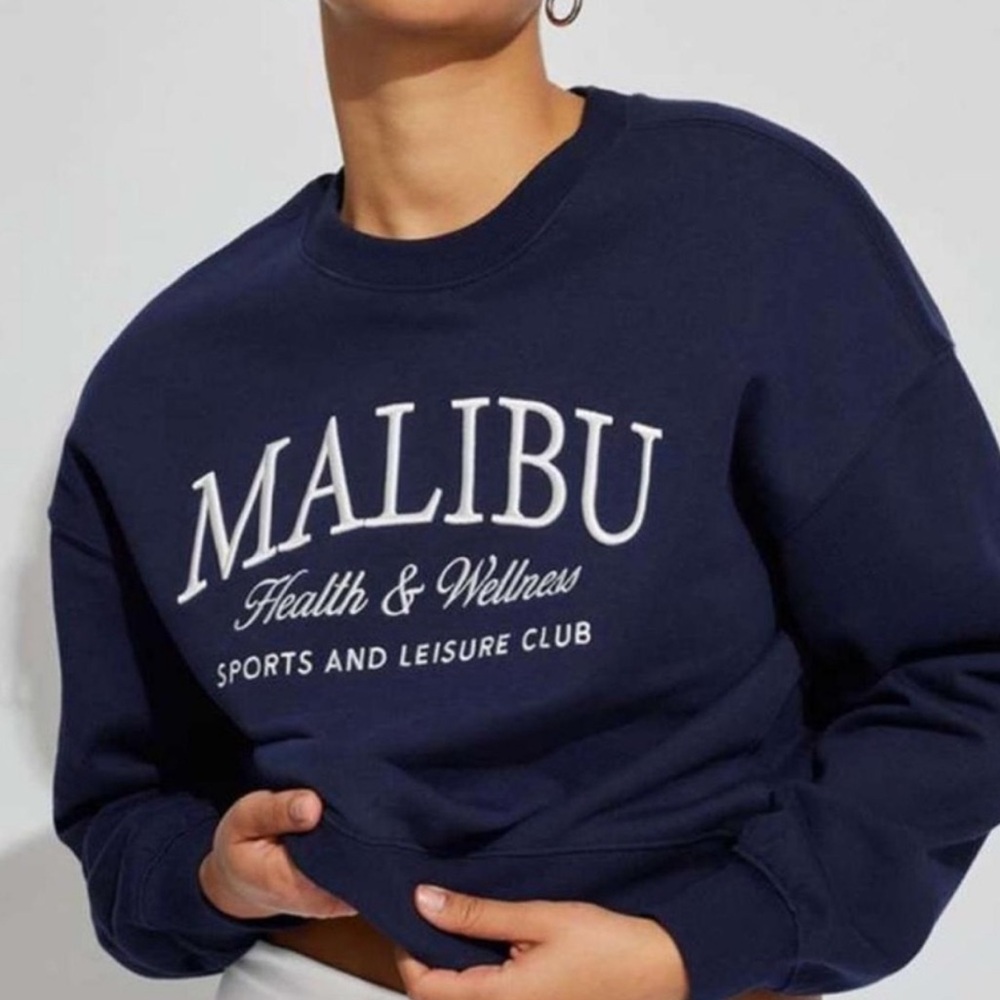 Garage Navy Blue 'Malibu Health & Wellness' Crewneck Sweatshirt